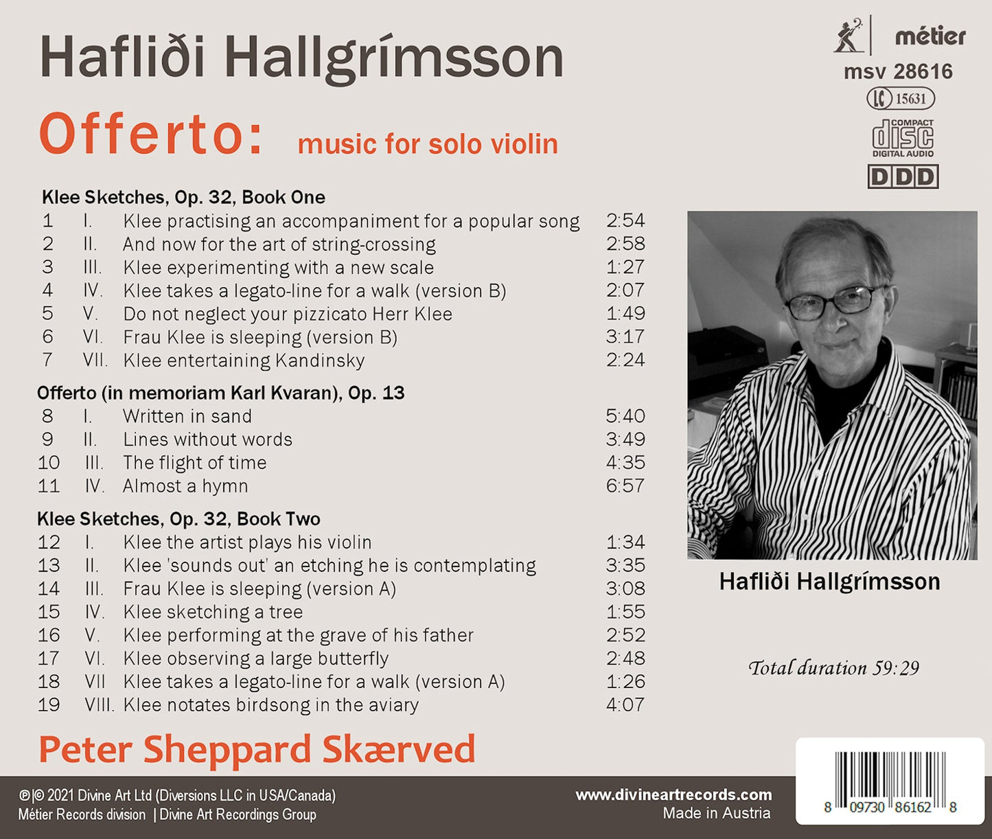 Hafliði Hallgrímsson: Offerto