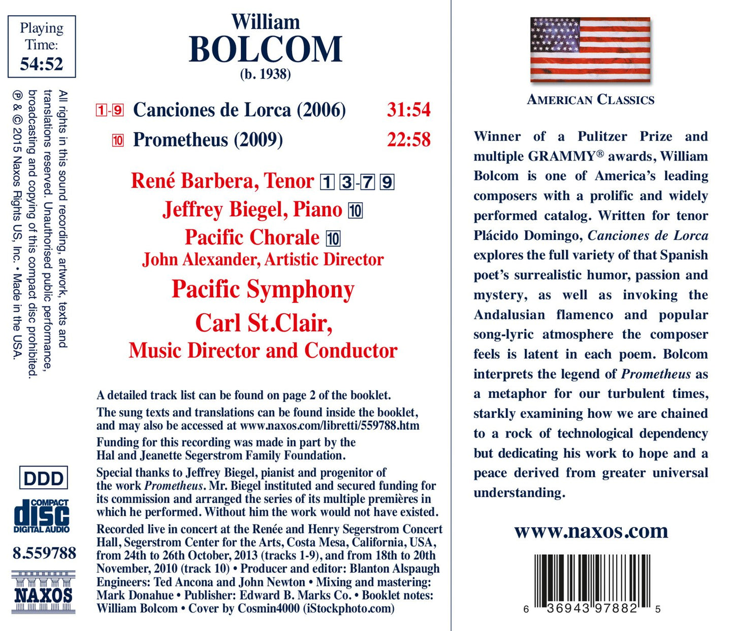 Bolcom: Canciones de Lorca & Prometheus (Live)