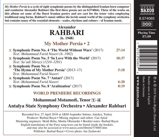Rahbari: My Mother Persia, Vol. 2: Symphonic Poems Nos. 4-8