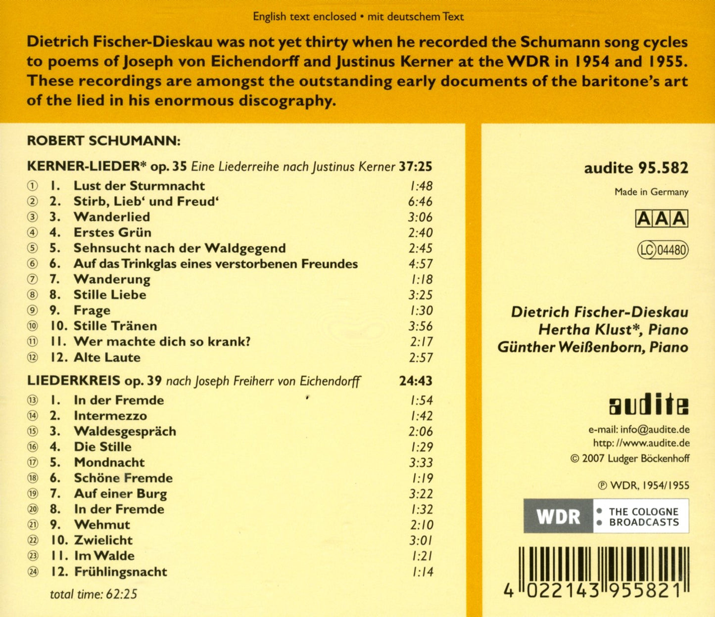 FISCHER-DIESKAU: KERNER LIEDER