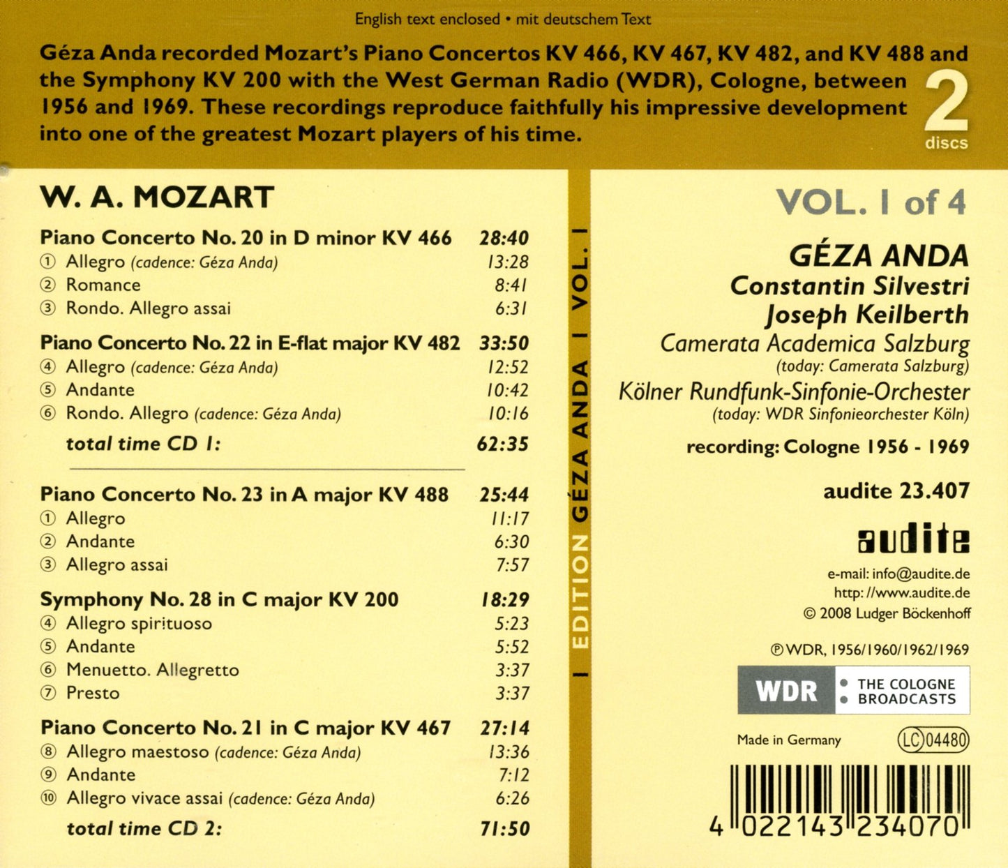 V 1: EDITION GEZA ANDA MOZA