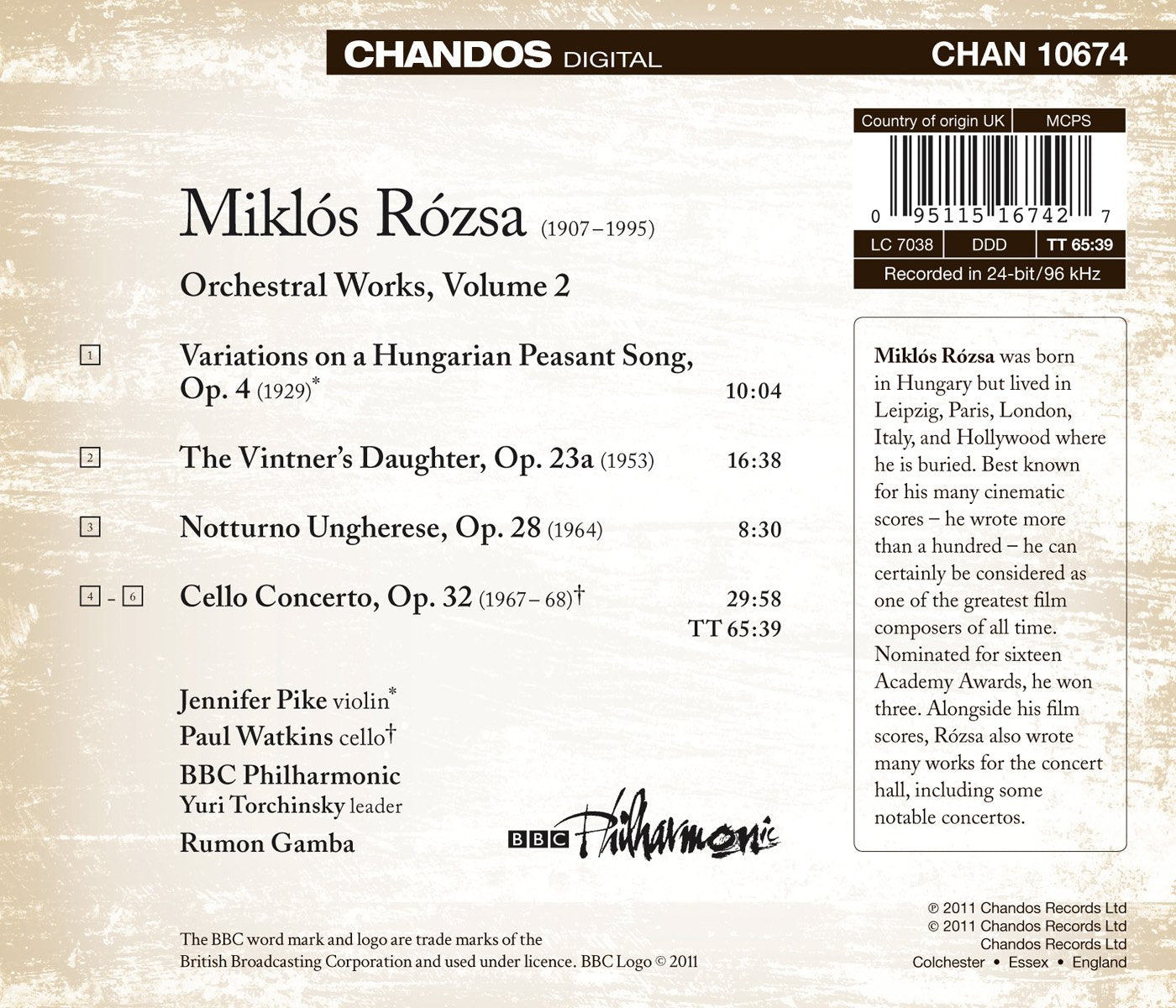 Rozsa: Orchestral Works, Vol. 2
