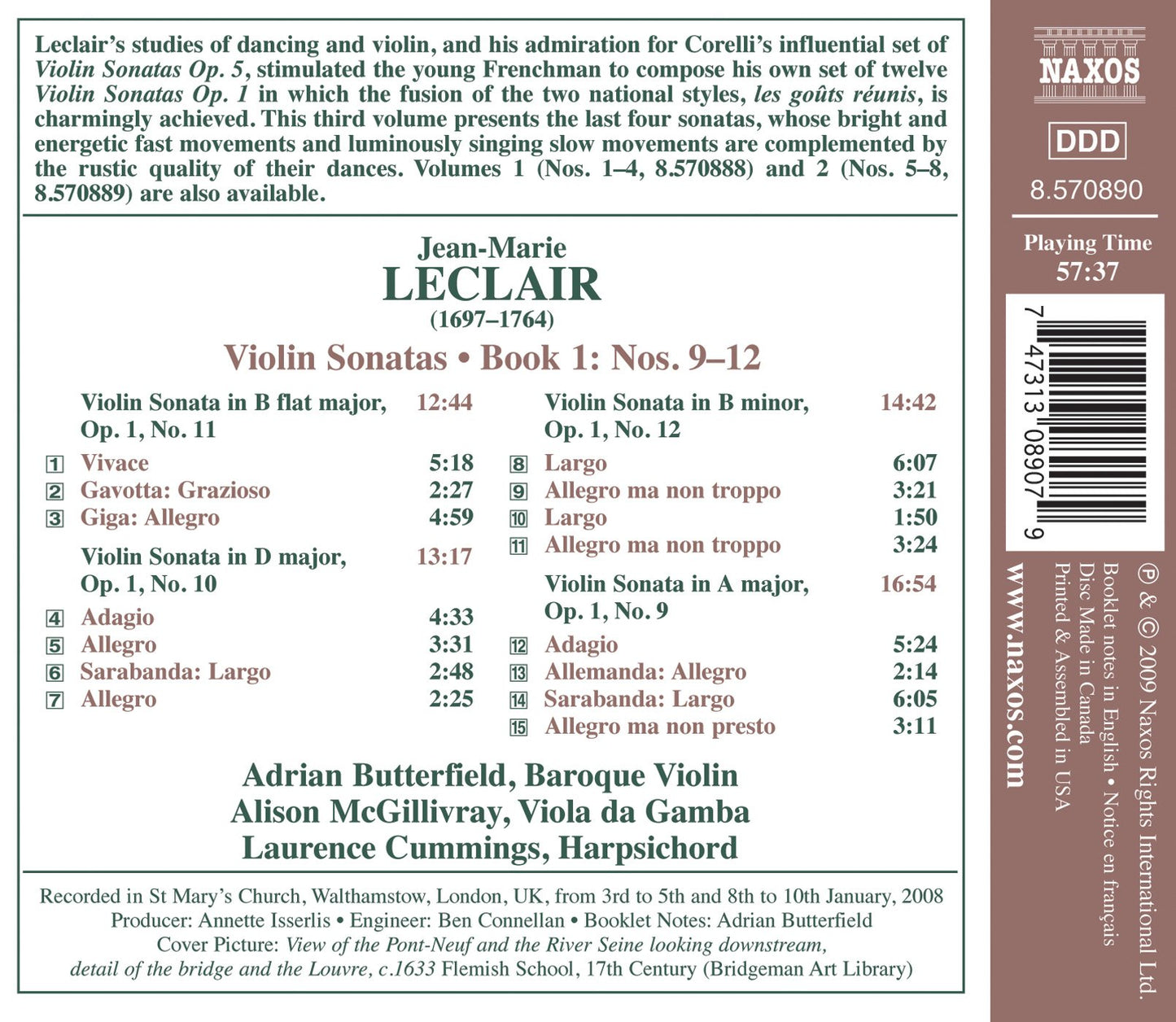 Leclair, J.-M.: Violin Sonatas, Op. 1, Nos. 9-12