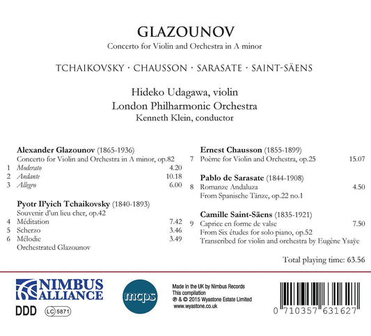 Glazunov: Concerto For Violin And Orchestra In A Minor