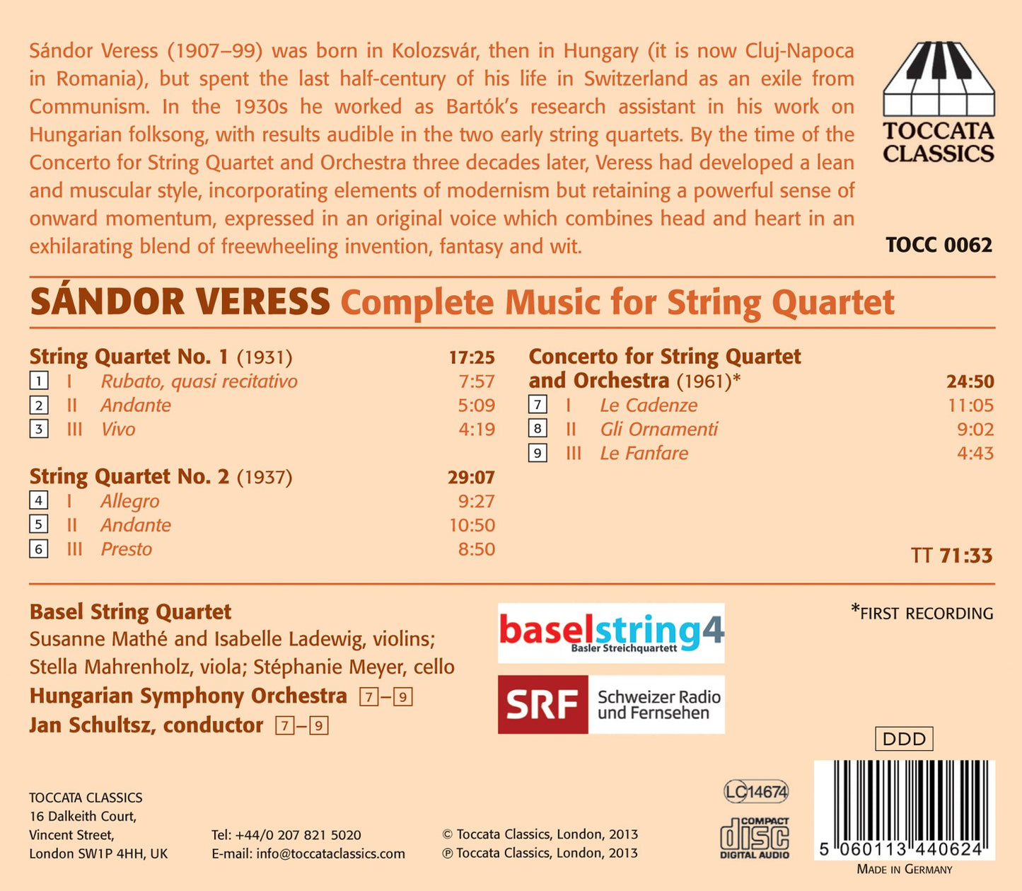 Veress: Complete Music for String Quartet
