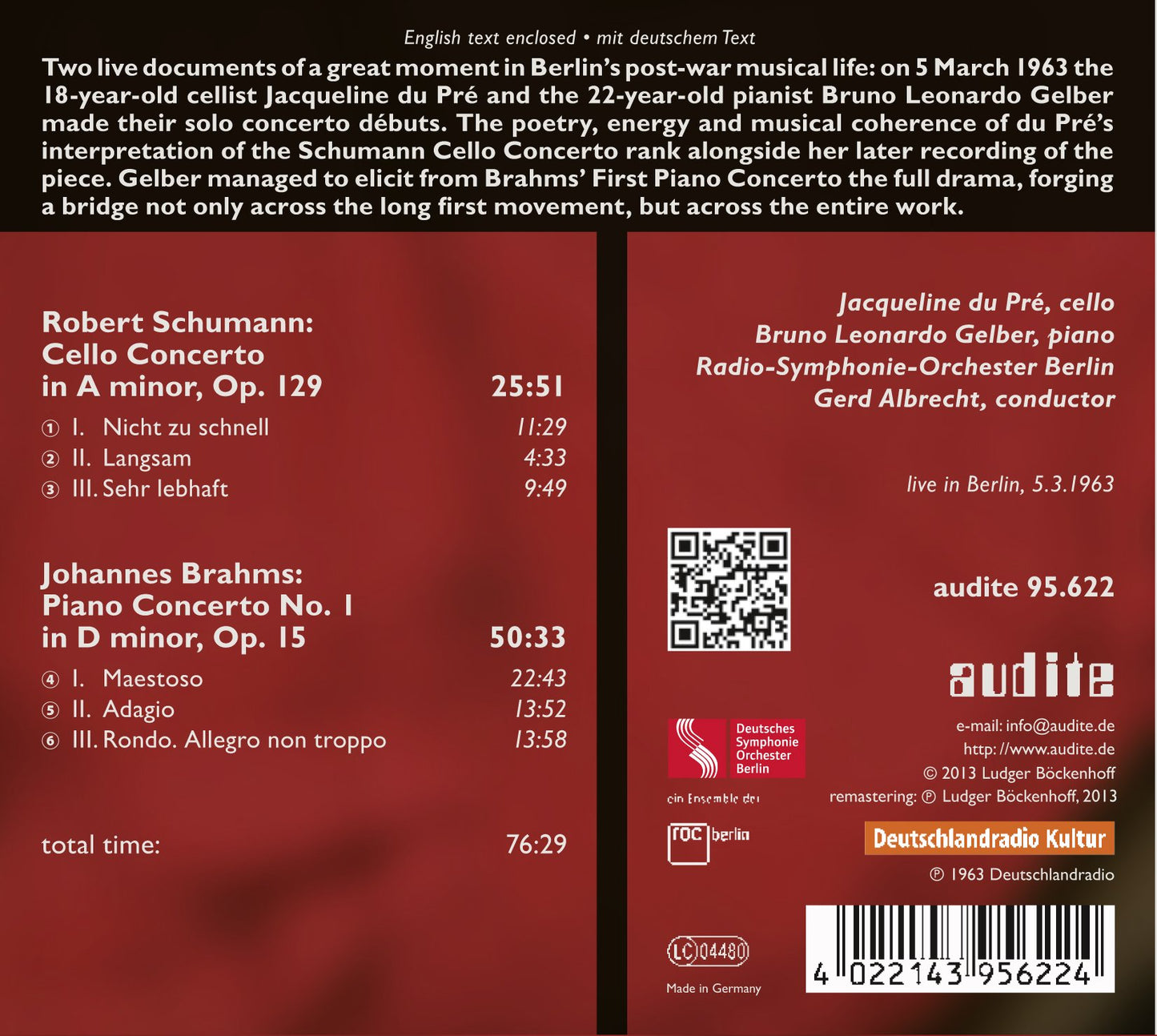 Schumann: Cello Concerto - Brahms: Piano Concerto No. 1