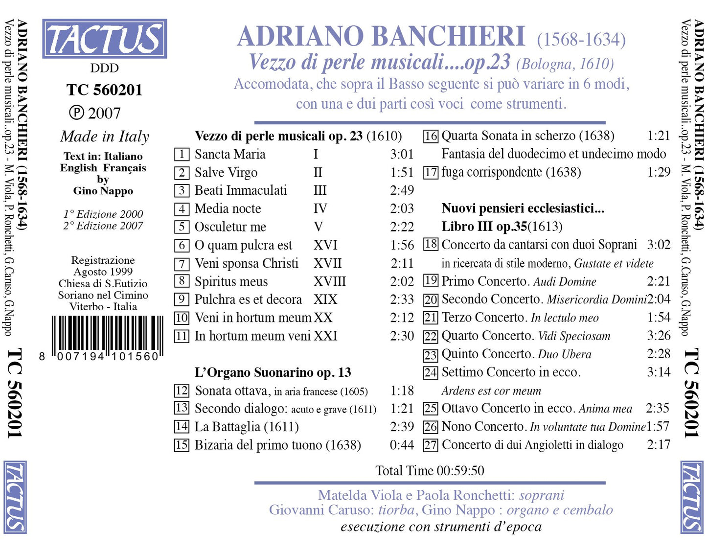 Banchieri: Vezzo di perle musicali … Op. 23