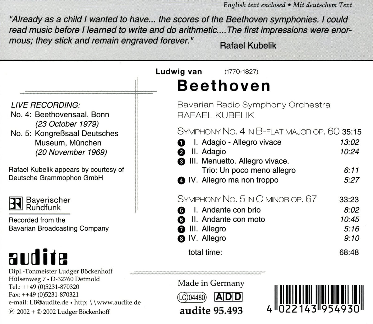 Beethoven: Symphonies Nos. 4 & 5