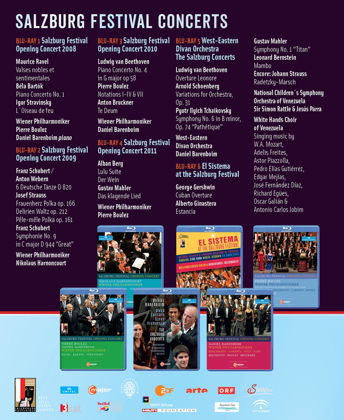 Salzburg Festival Concerts  Wiener Philharmoniker, West-Eastern Divan Orchestra, National Children'S Symphony Orchestra Of Venez