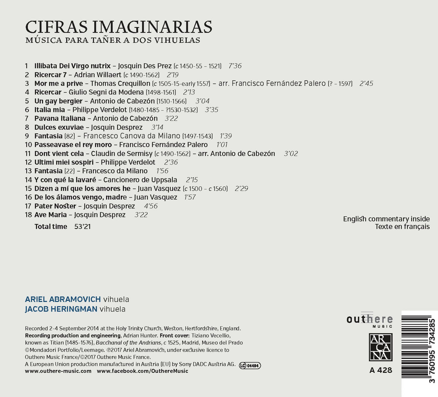 Cifras Imaginarias: Música para Tañer a Dos Vihuelas
