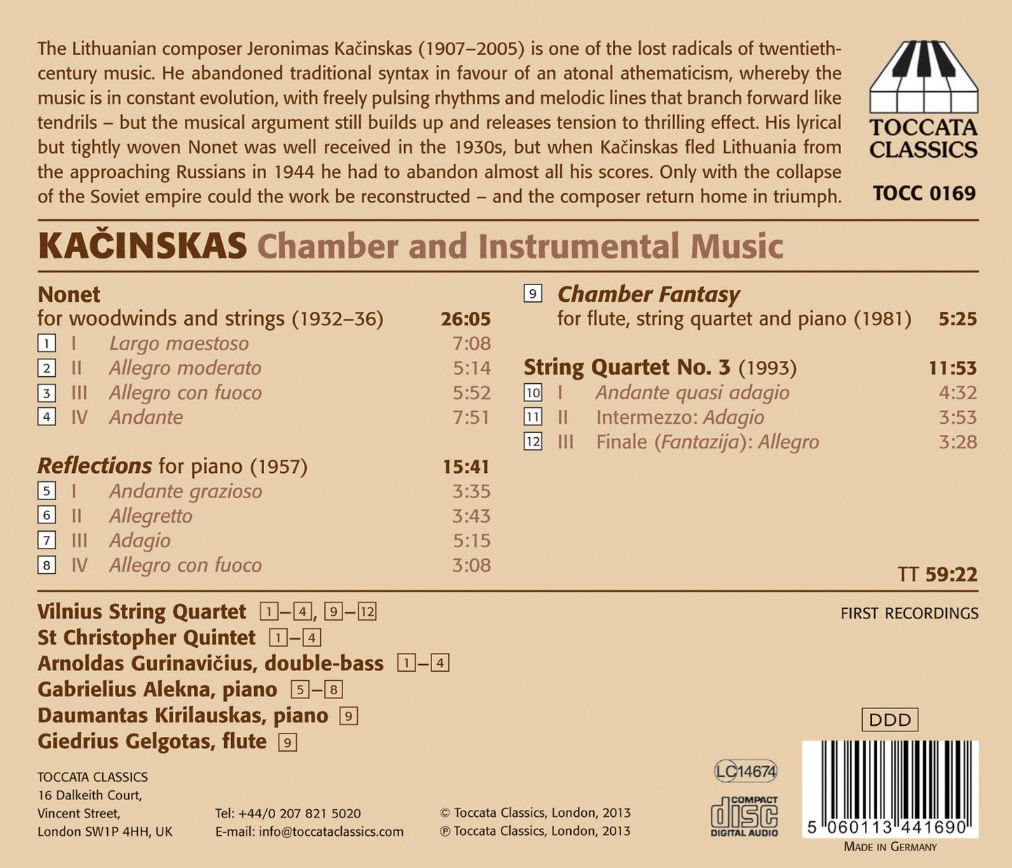 Kacinskas: Chamber & Instrumental Music