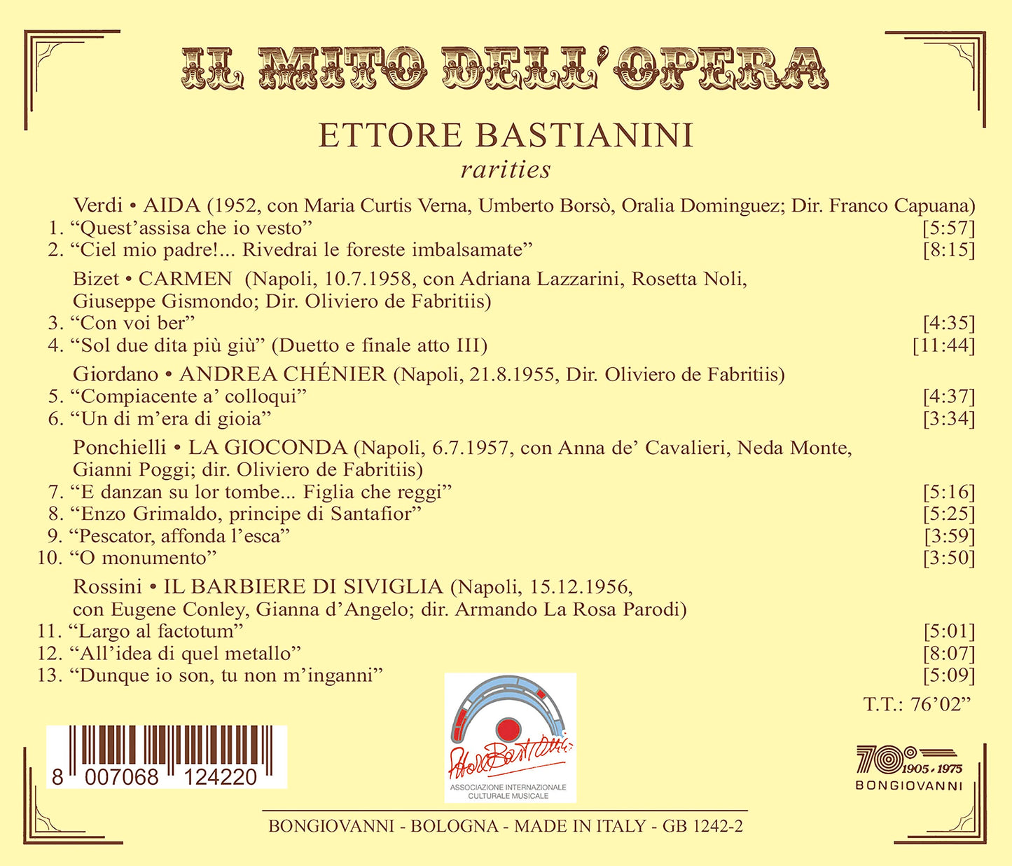 Bizet, Giordano, Ponchielli, Rossini & Verdi: Rarities