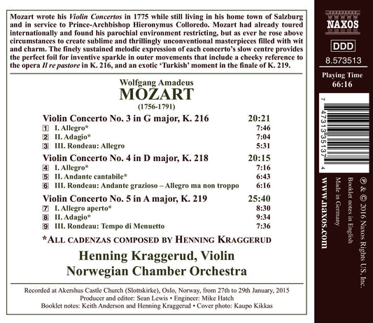 Mozart: Violin Concertos Nos. 3, 4 & 5