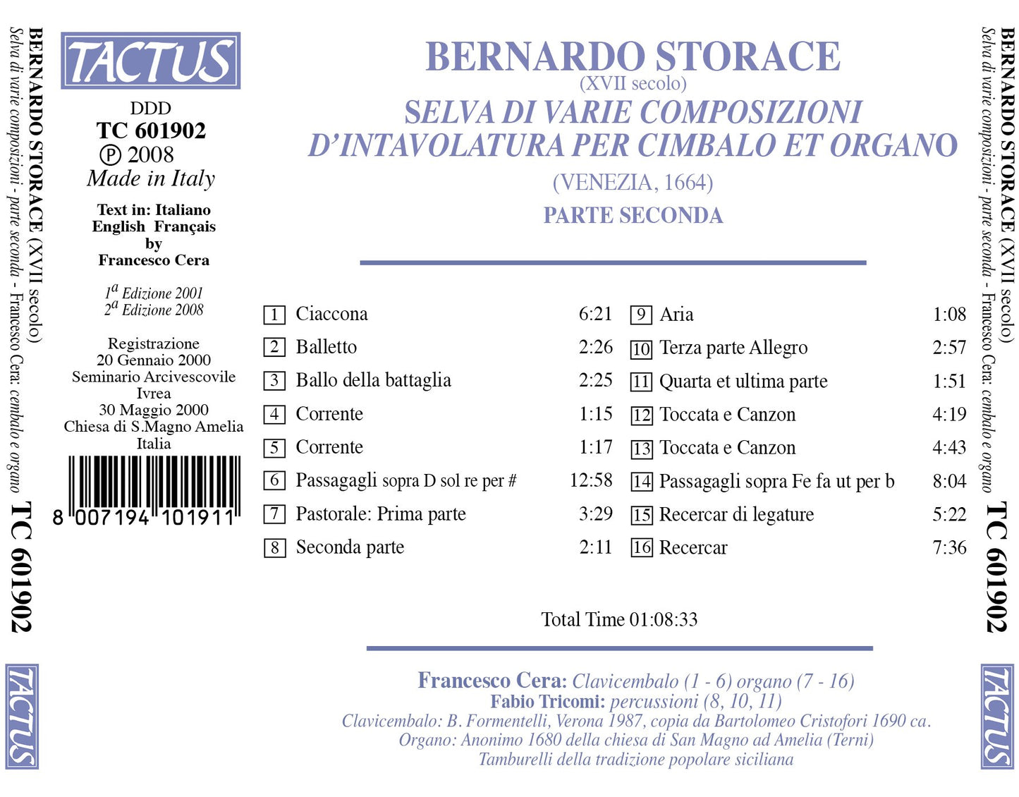 Storace: Selva di varie composizioni d'intavolatura per cimb