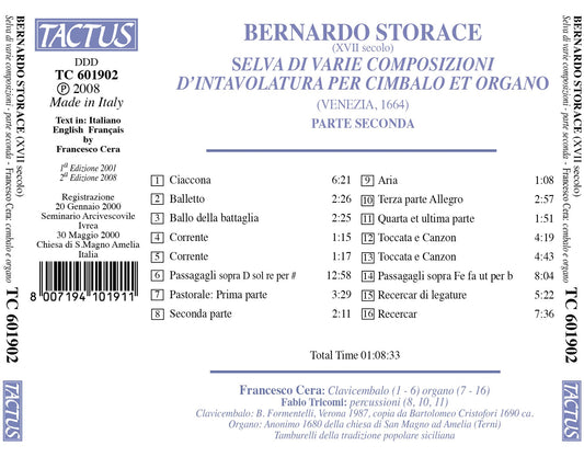 Storace: Selva di varie composizioni d'intavolatura per cimb