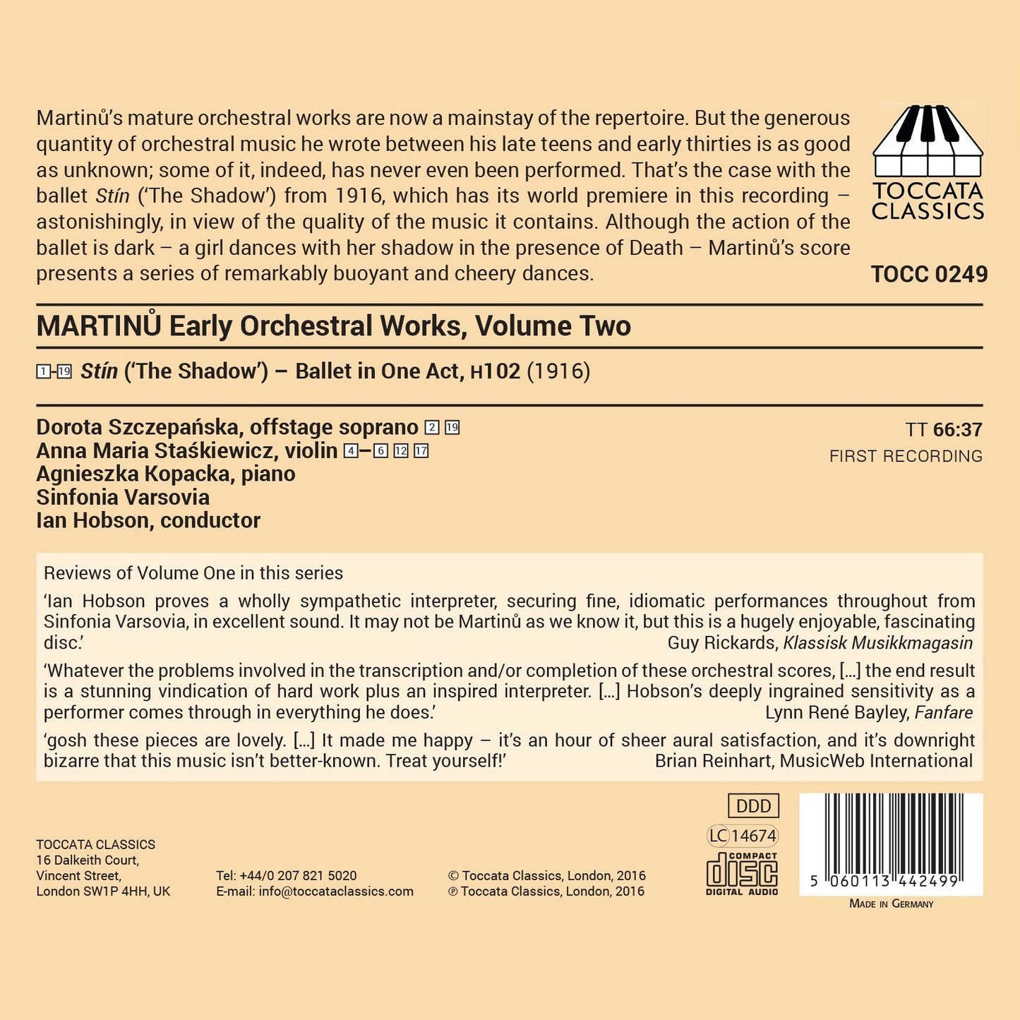 Martinu: Early Orchestral Works, Vol. 2