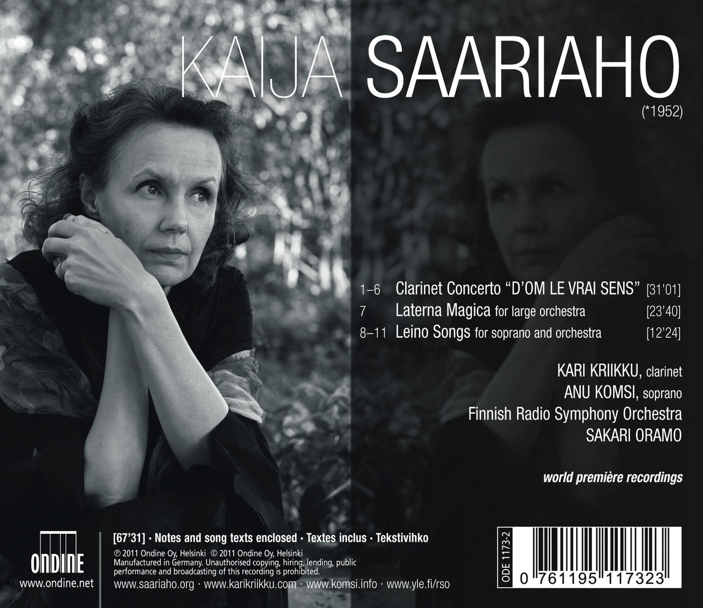 Saariaho: D'OM LE VRAI SENS - Laterna Magica - Leino Songs