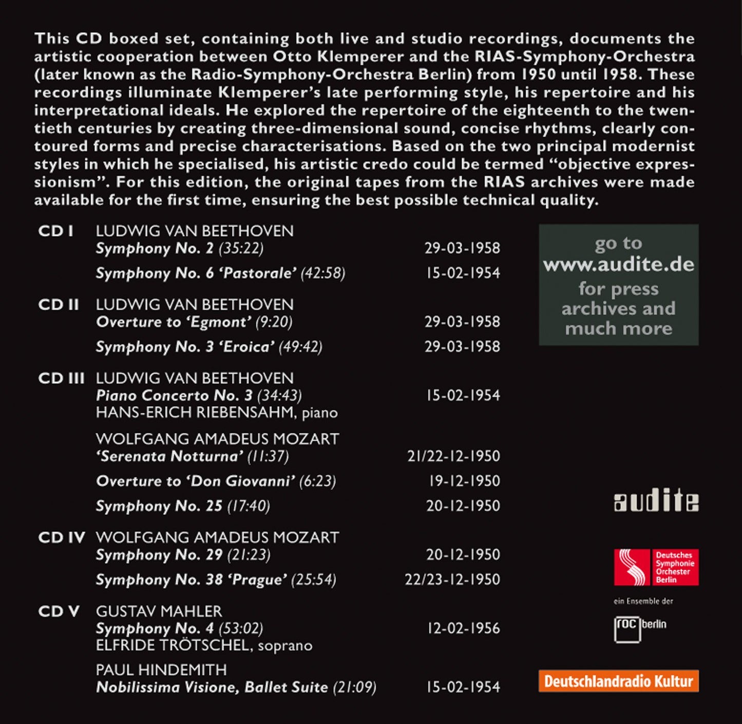 Otto Klemperer - RIAS Recordings, 1950-1958