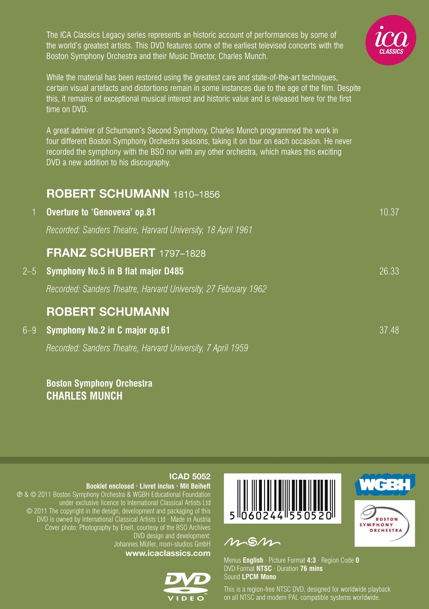 Schumann: Genoveva Overture - Symphony No. 2 - Schubert: Sym