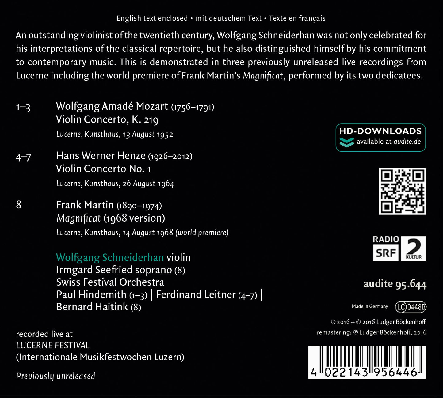 Lucerne Festival Historic Performances, Vol. 10: Wolfgang Sc