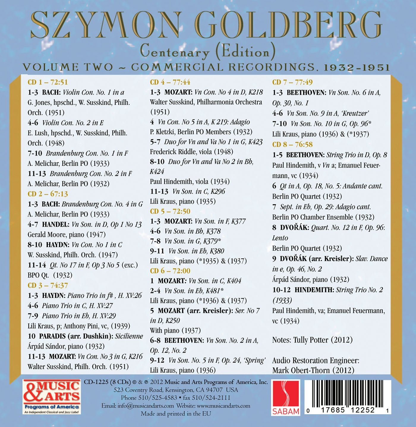 Szymon Goldberg Edition, Vol. 2: Commercial Recordings (1932