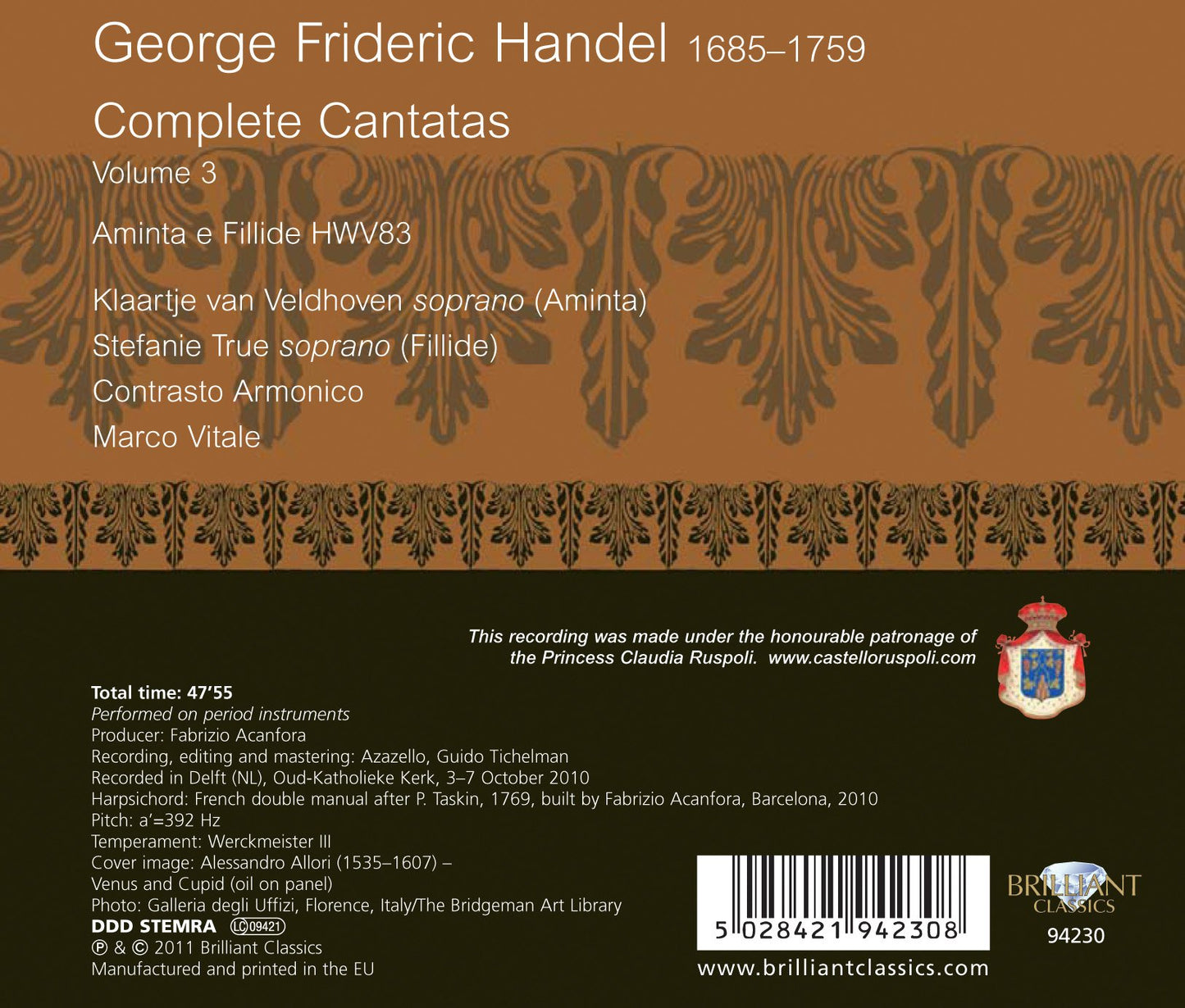 Handel: Complete Cantatas, Vol. 3 - Aminta e Fillide, HWV 83
