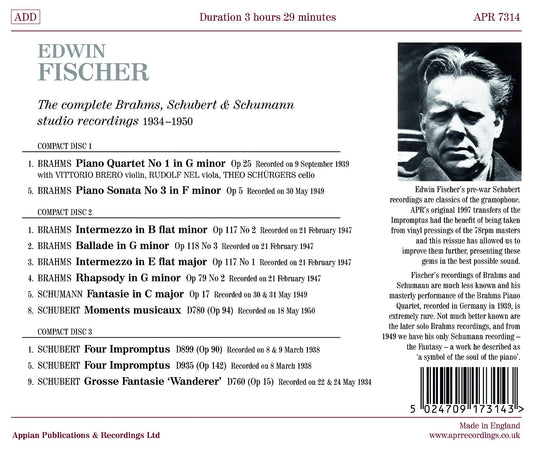 The Complete Brahms, Schubert & Schumann Studio Recordings 1