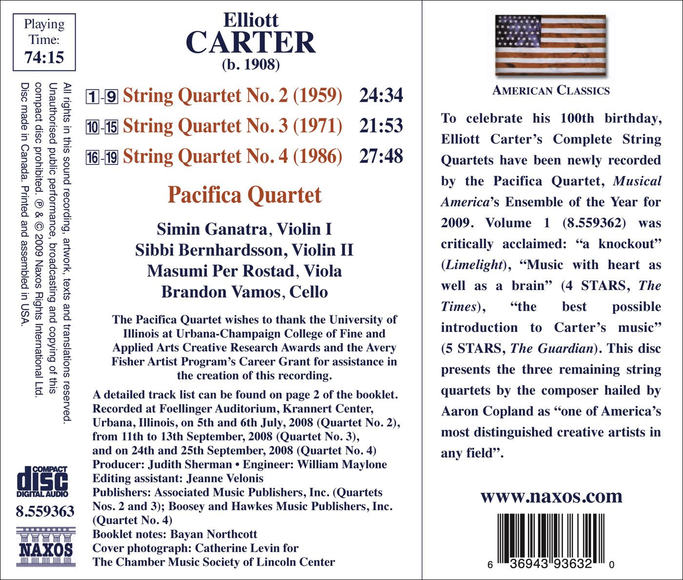 Carter, E.: String Quartets Nos. 2, 3 and 4
