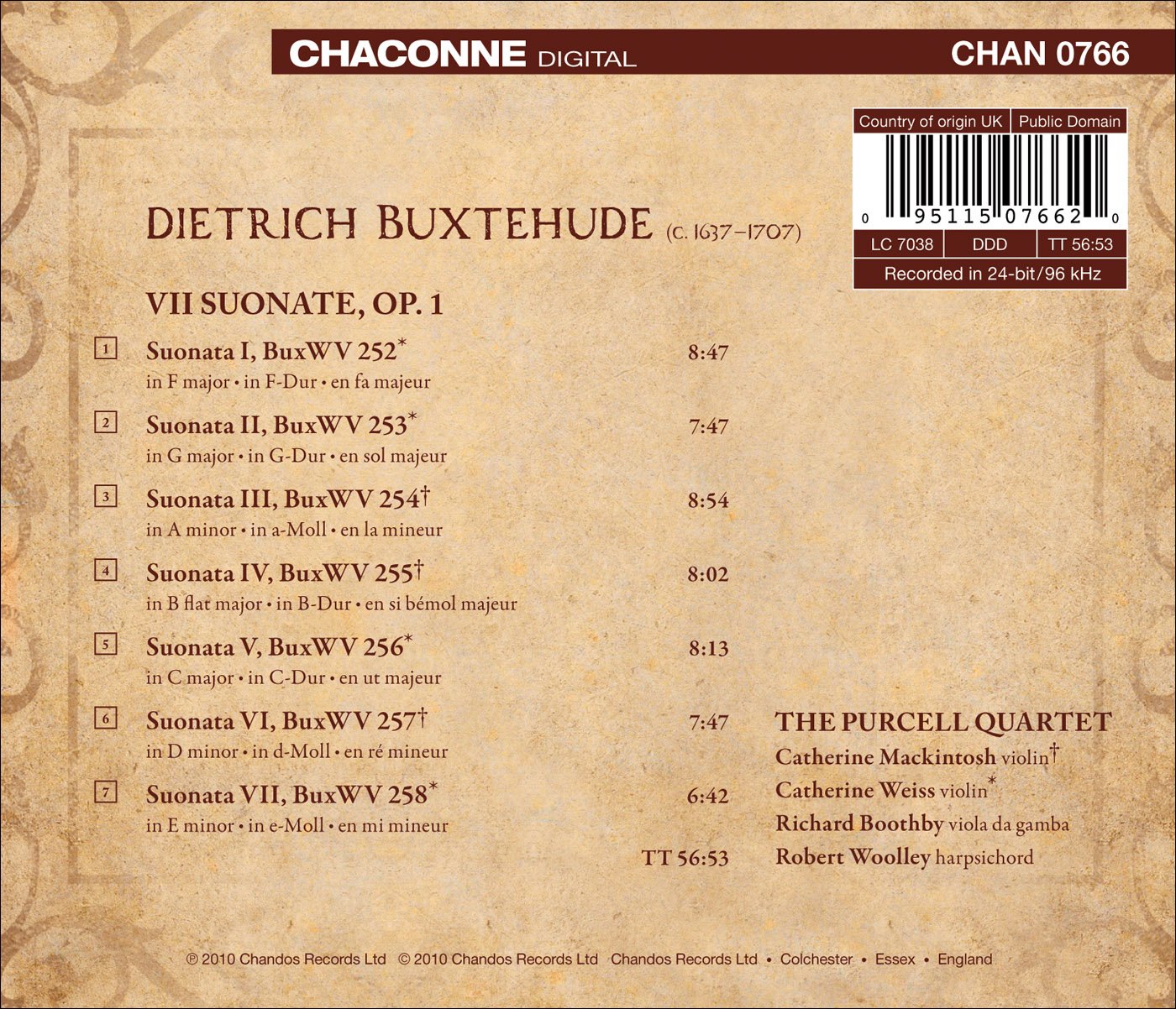 Buxtehude, D.: 7 Sonatas, Op. 1
