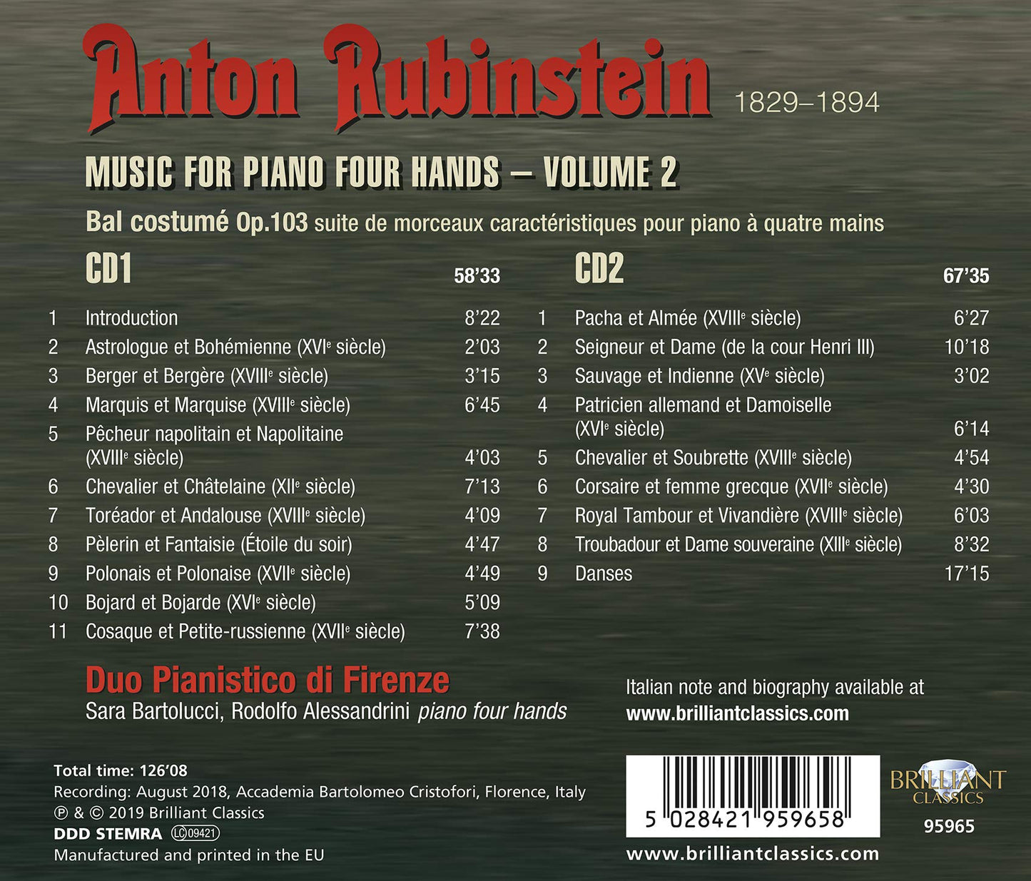 Rubinstein: Music for Piano Four-Hand, Vol. 2. (Duo Pianisti