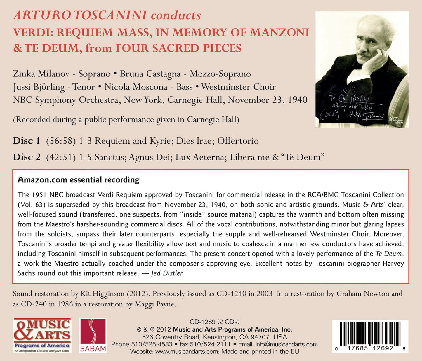 Arturo Toscanini Conducts Verdi: Requiem Mass & Te Deum (194