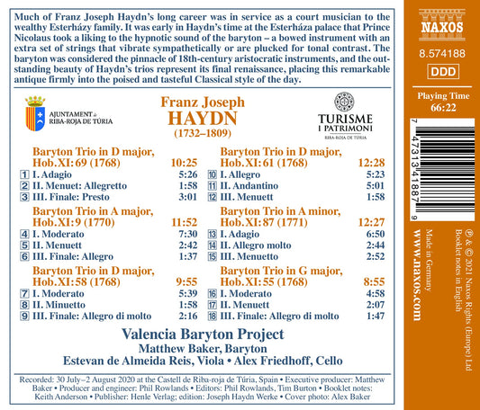J. Haydn: Baryton Trios - Treasures From The Esterháza Palac Valencia Baryton Project