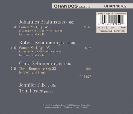 Brahms & R. Schumann: Violin Sonatas - C. Schumann: 3 Romanz