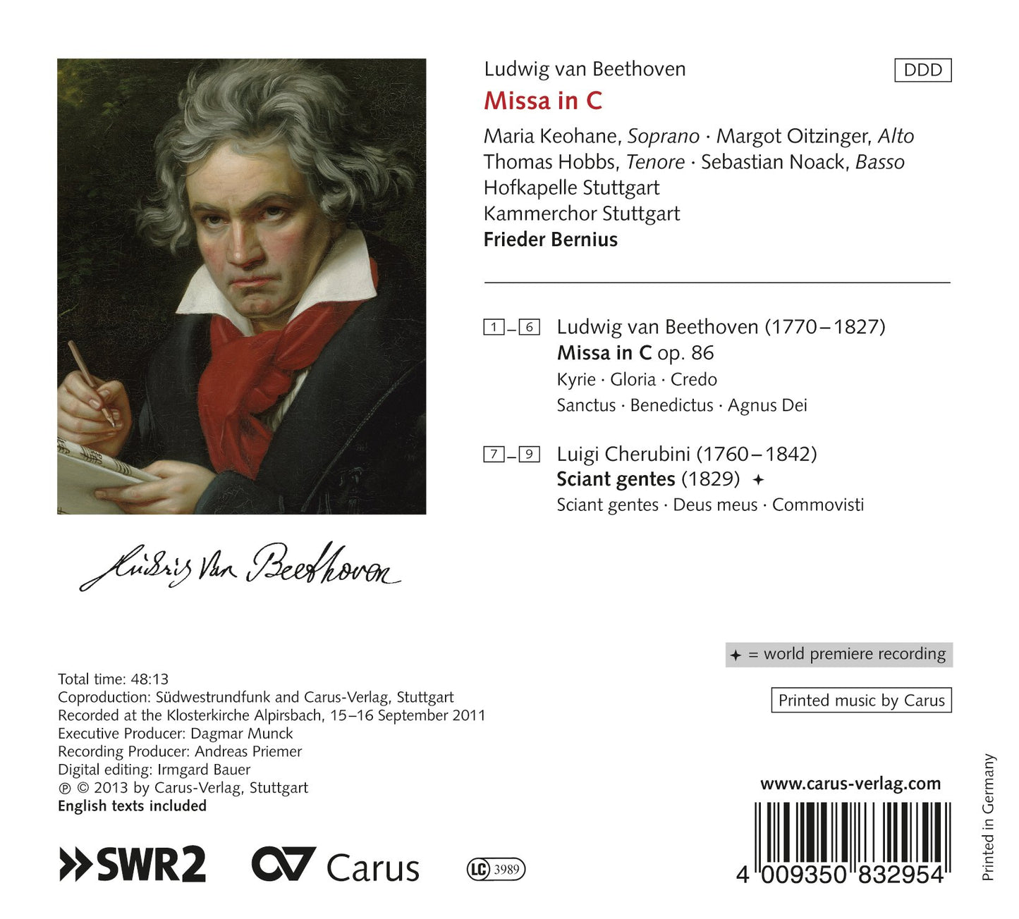 Beethoven: Mass in C major, Op. 86 - Cherubini: Sciant gente