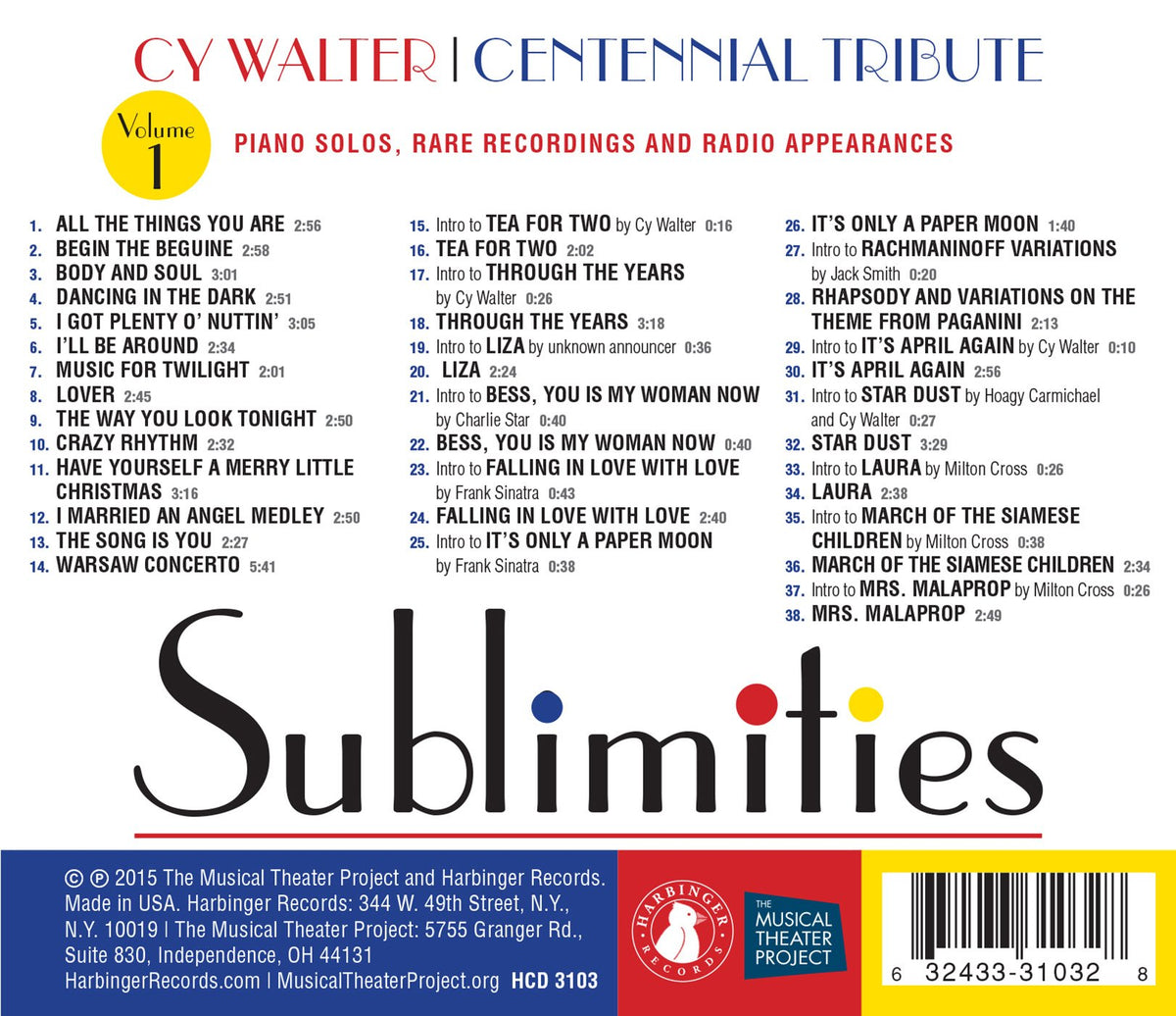 Cy Walter: Sublimities – Centennial Tribute, Vol. 1
