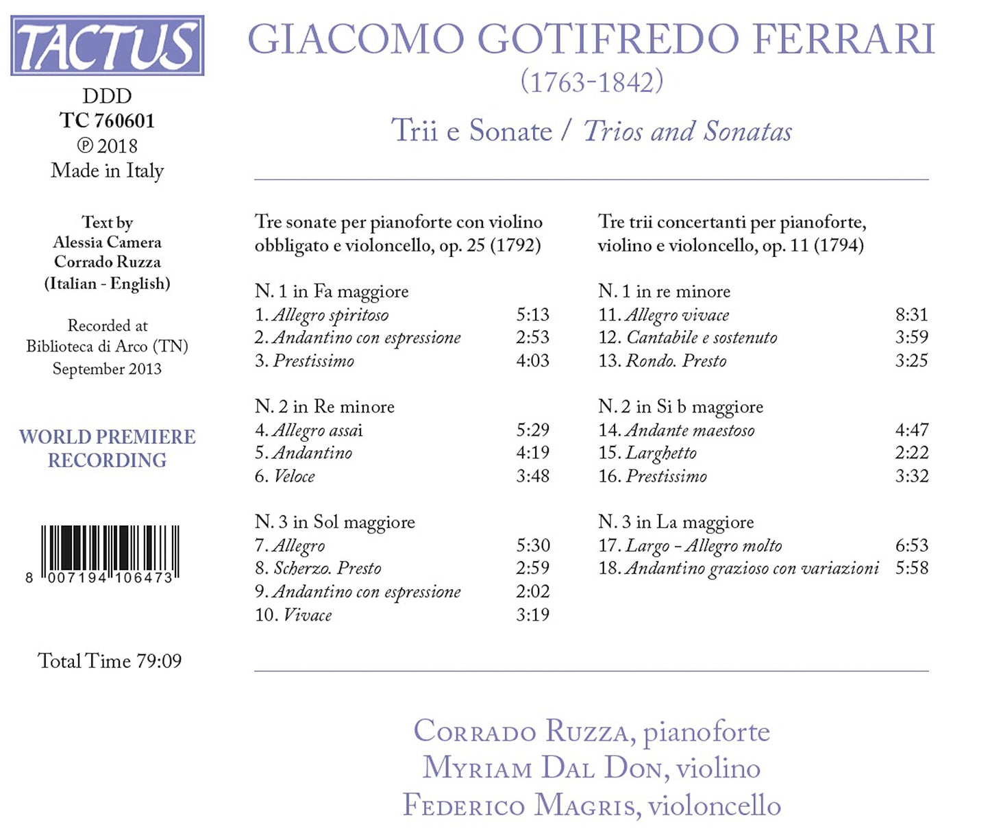 Ferrari: Trios & Sonatas