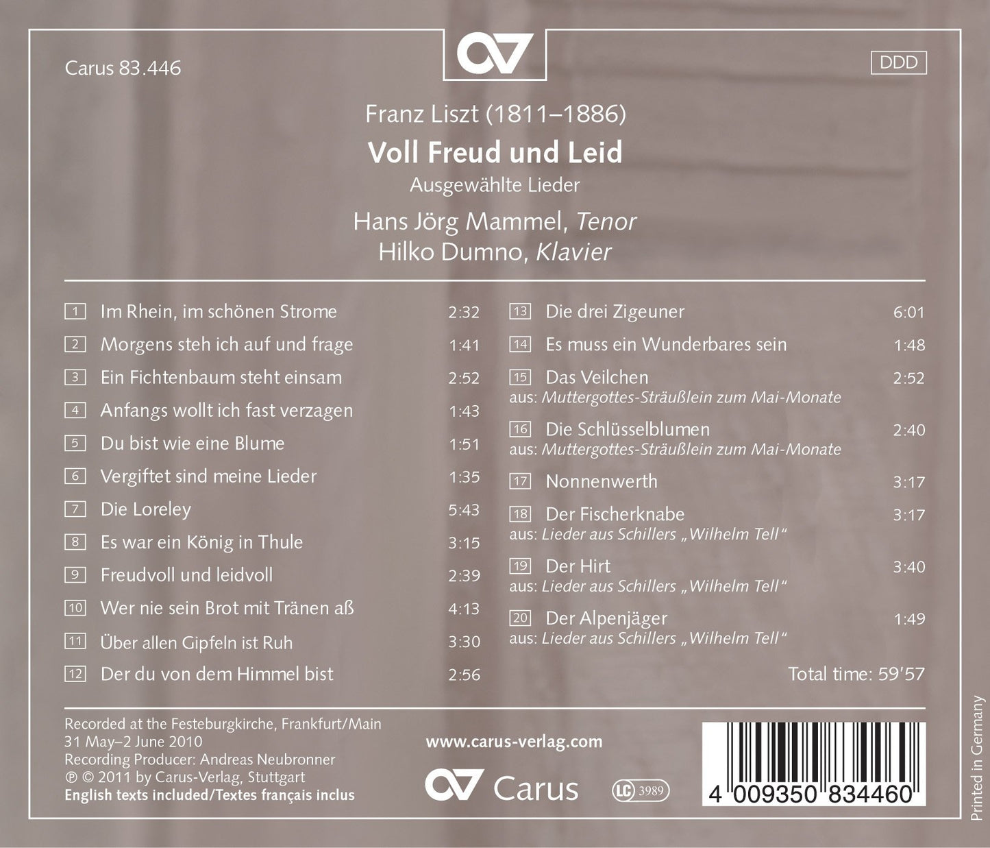 Liszt: Voll Freud und Leid - Ausgewählte Lieder