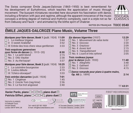 Jaques-Dalcroze: Piano Music, Vol. 3 - Works for Piano Solo