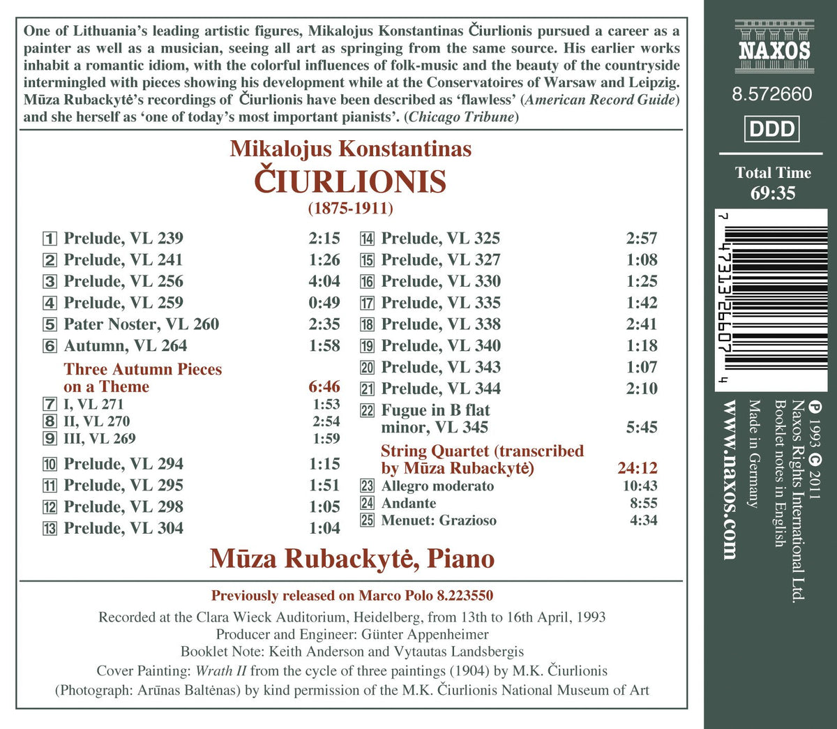 Ciurlionis: Piano Music, Vol. 2