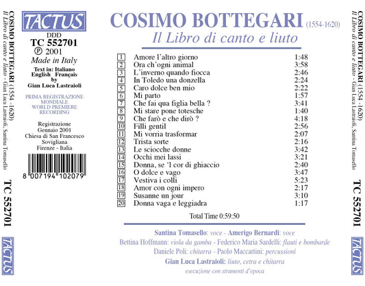 Bottegari: Il Libro di canto e liuto