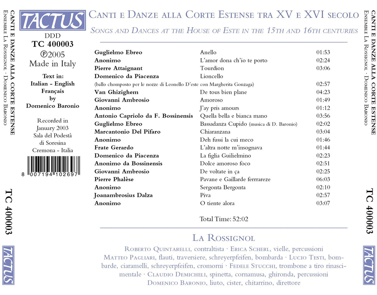 CANTI E DANZE ALLA CORTE ESTENSE TRA XV E XVI SECOLO