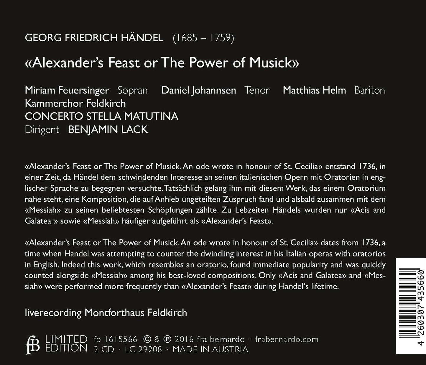 Handel: Alexander's Feast, HWV 75