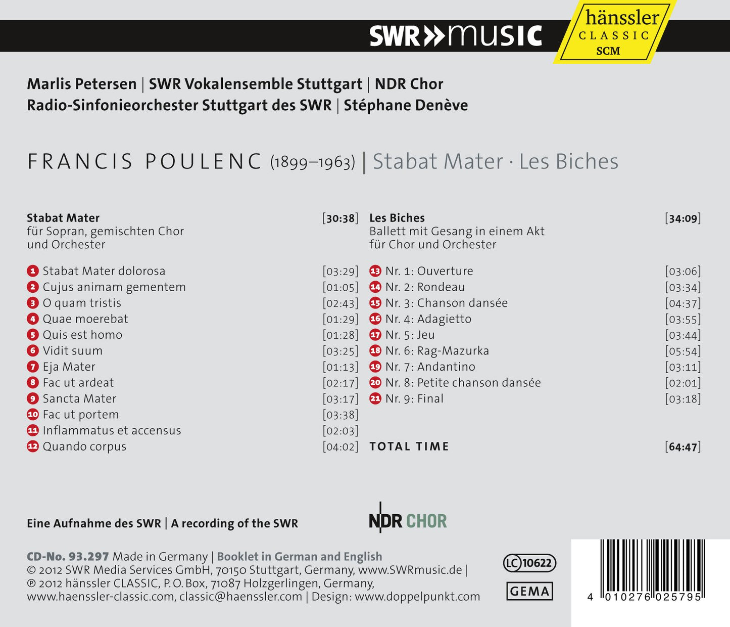 Poulenc: Stabat Mater - Les Biches
