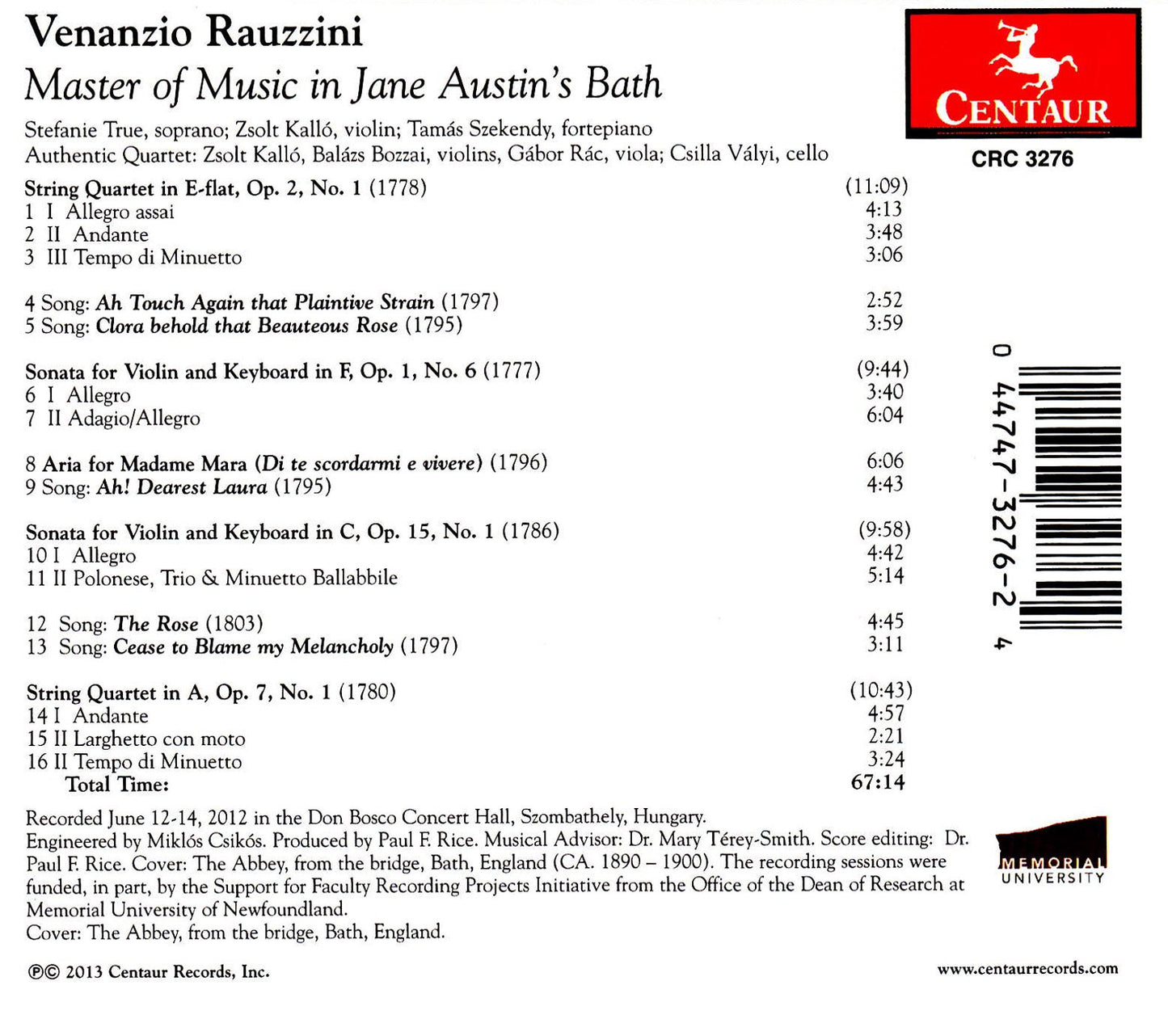 Rauzzini: Master of Music in Jane Austin's Bath