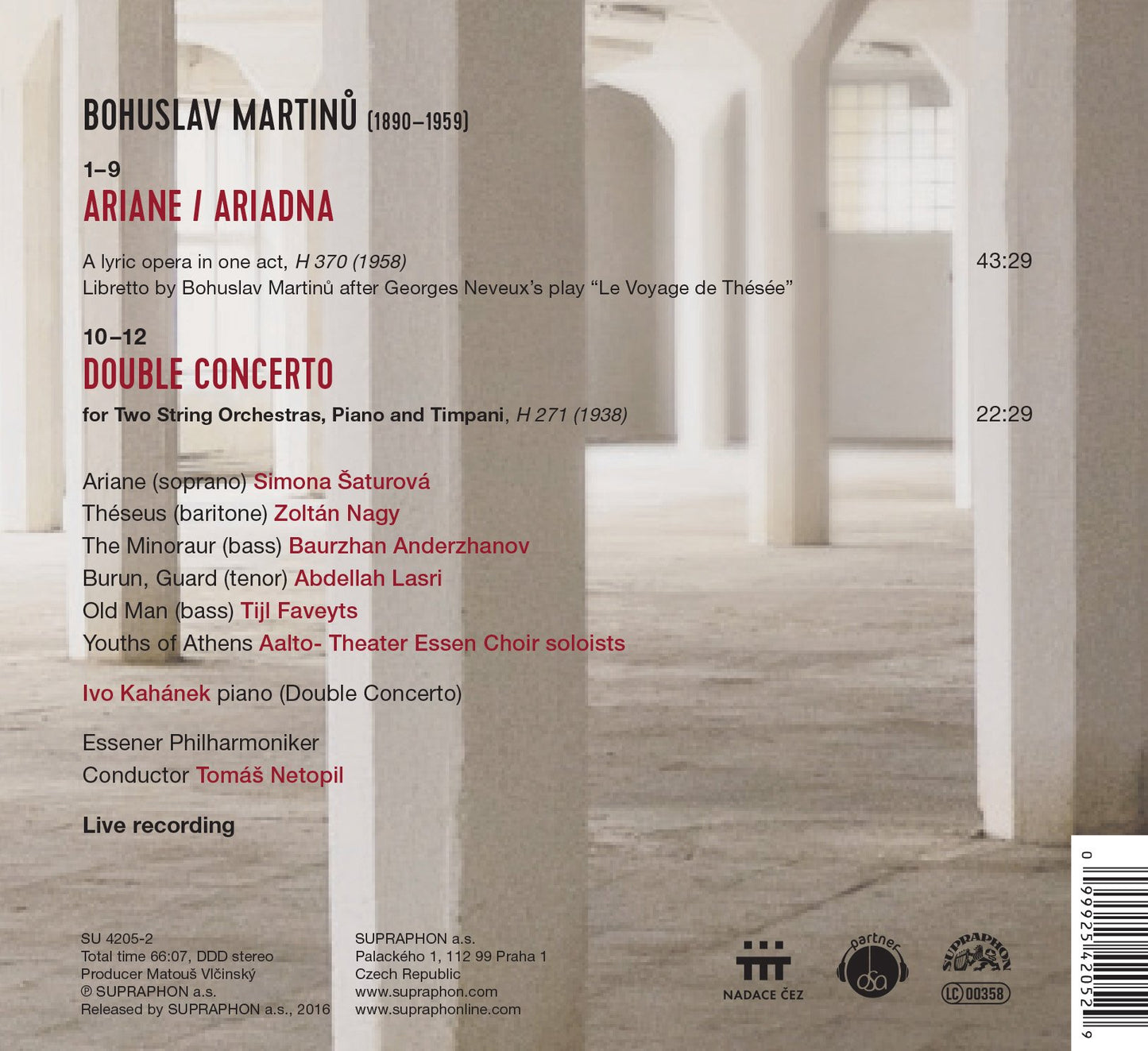 Bohuslav Martinu: Ariane, Double Concerto