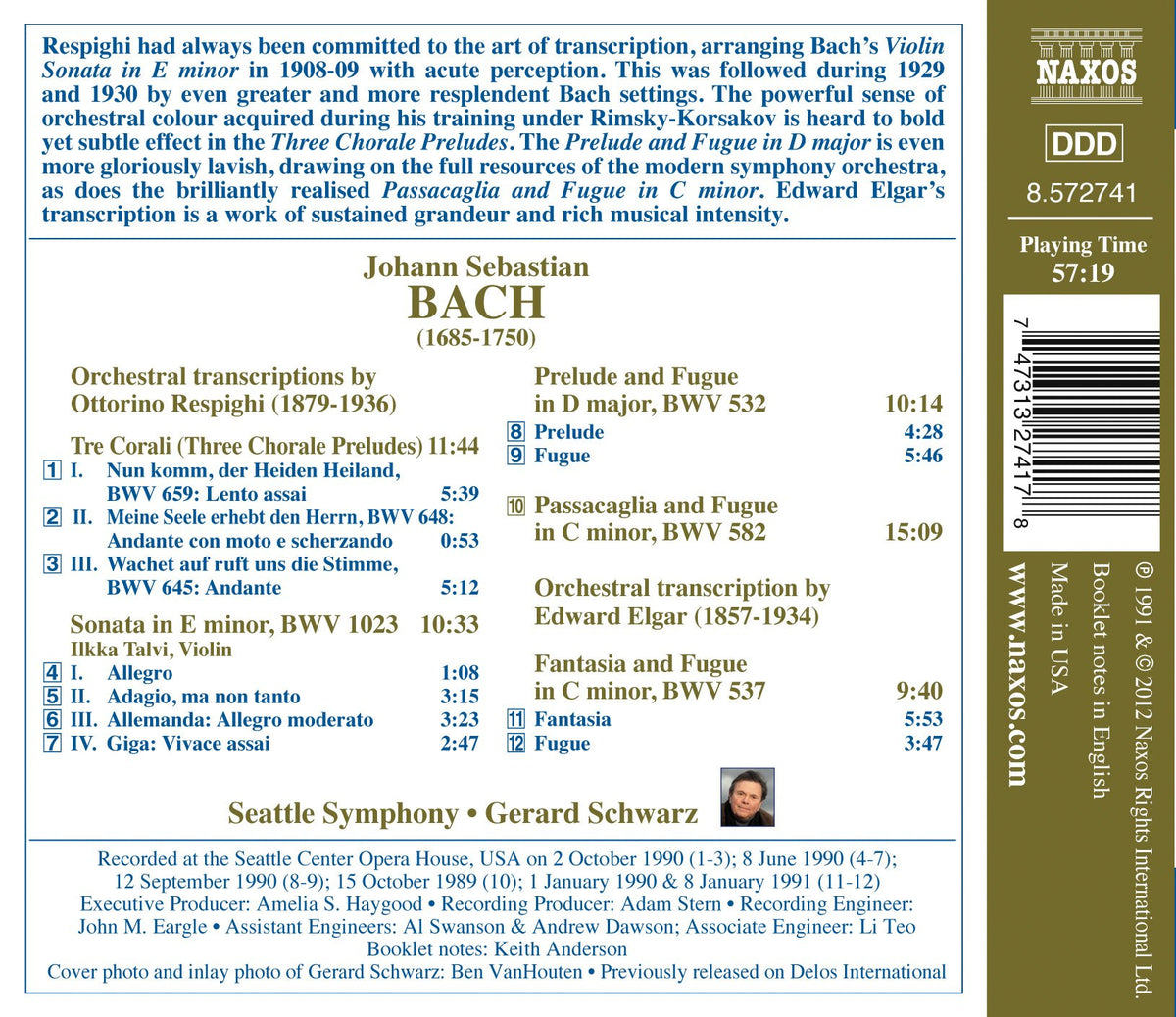 Bach: Orchestral transcriptions by Respighi & Elgar