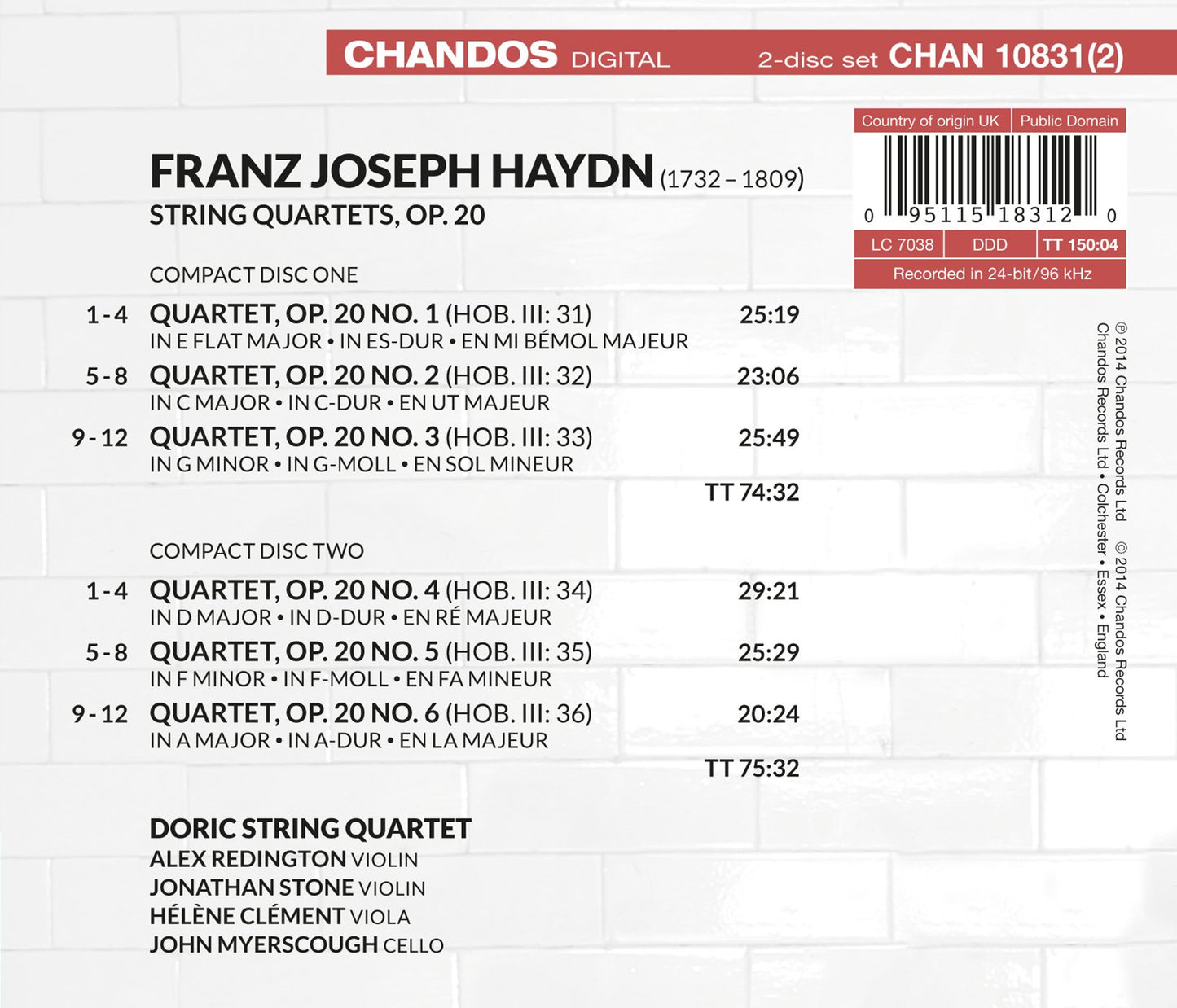 Haydn: String Quartets, Op. 20