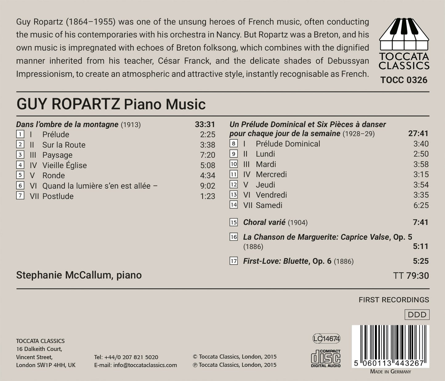 Ropartz: Piano Music