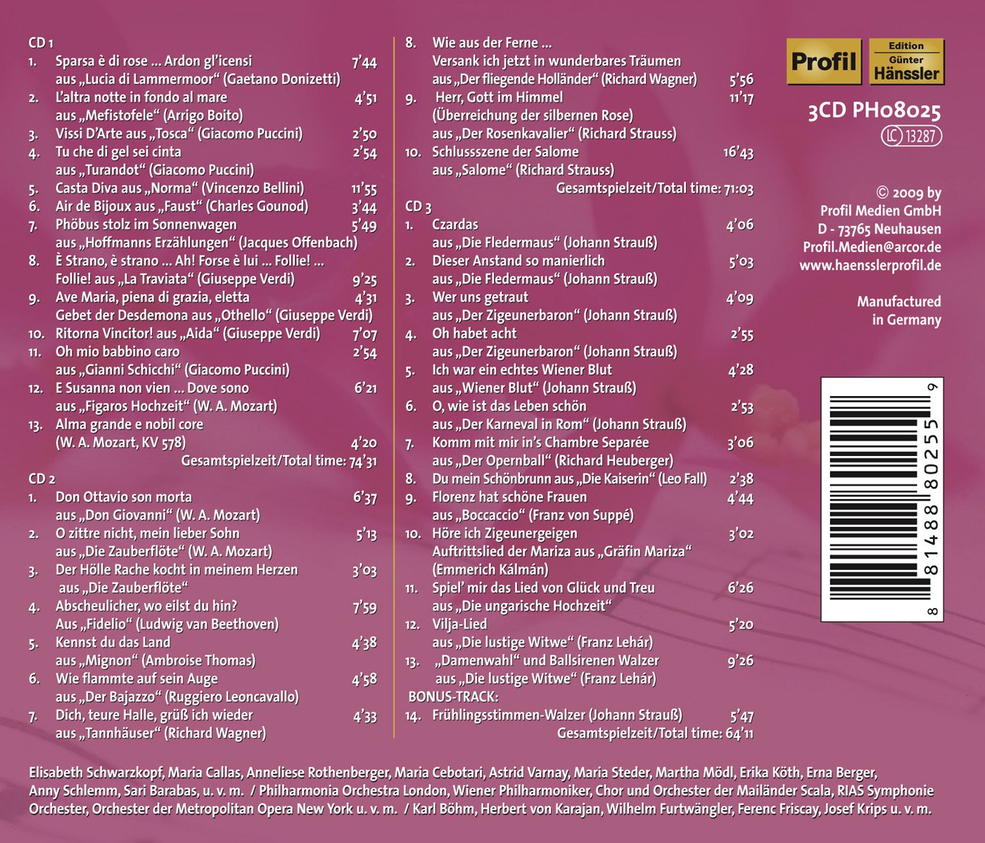 Operas and Operettas - DONIZETTI, G. / LEHAR, F. / KALMAN, E