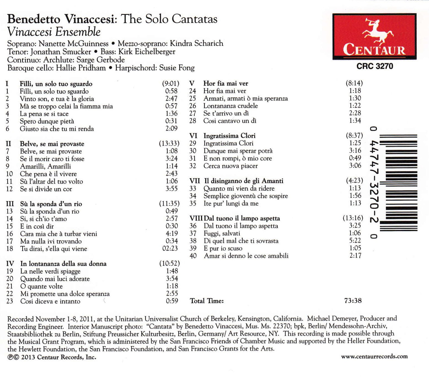 Vinaccesi: The Solo Cantatas